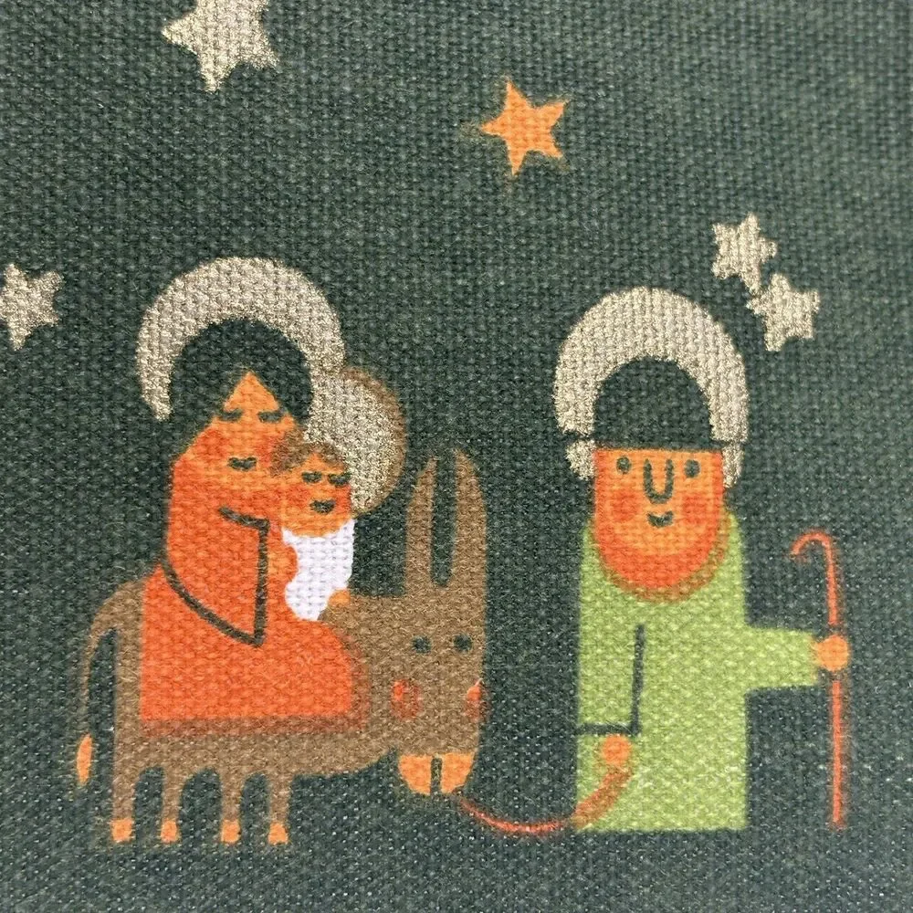 VTG Sodahl Nativity Table Runner Danish 70s Scandinavian Cotton Linen MCM X-Mas